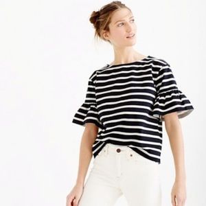 J. Crew preppy nautical stripe flutter bell sleeve top